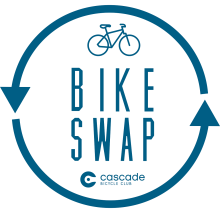 Recycling symbol with bicycle inside